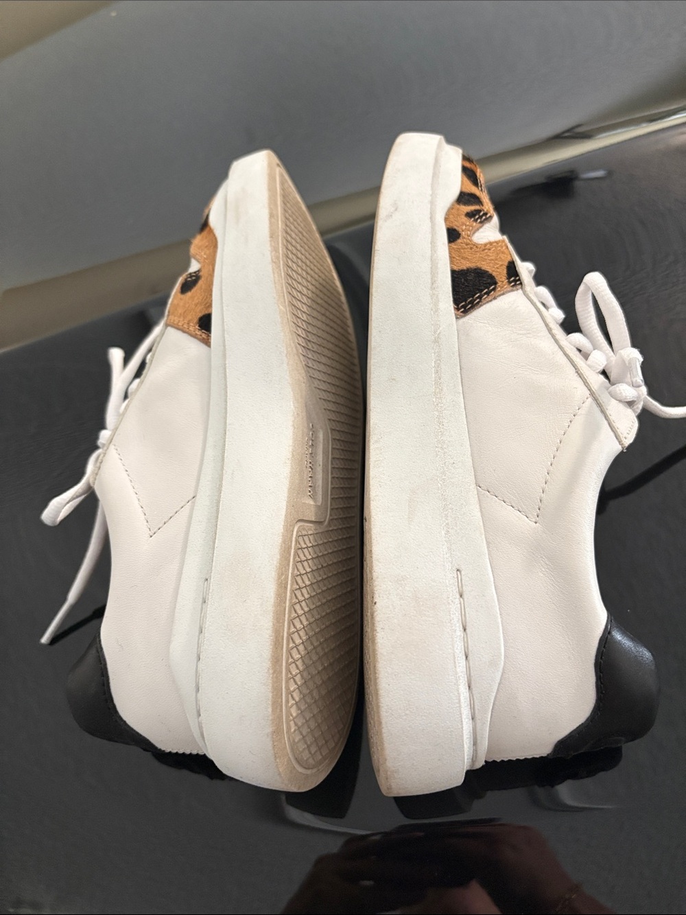 Cole Haan White Sneakers with Tan and Black Leopard Accents - Picture 10 of 12